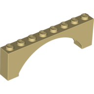 Lego Brick Arch 1 x 8 x 2 Raised / Tan