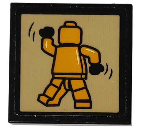 Lego Tile 2 x 2 with Picture of Yellow Dancing Minifigure Pattern (Sticker) - Set 10292