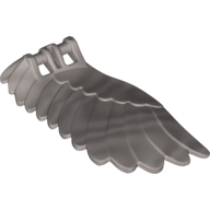 Lego Creature Body Part, Wing 4 x 7 Left with Feathers and Handles for Clips / Flat Silver
