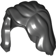 Lego Hair Mid-Length with Part over Front of Right Shoulder / Black