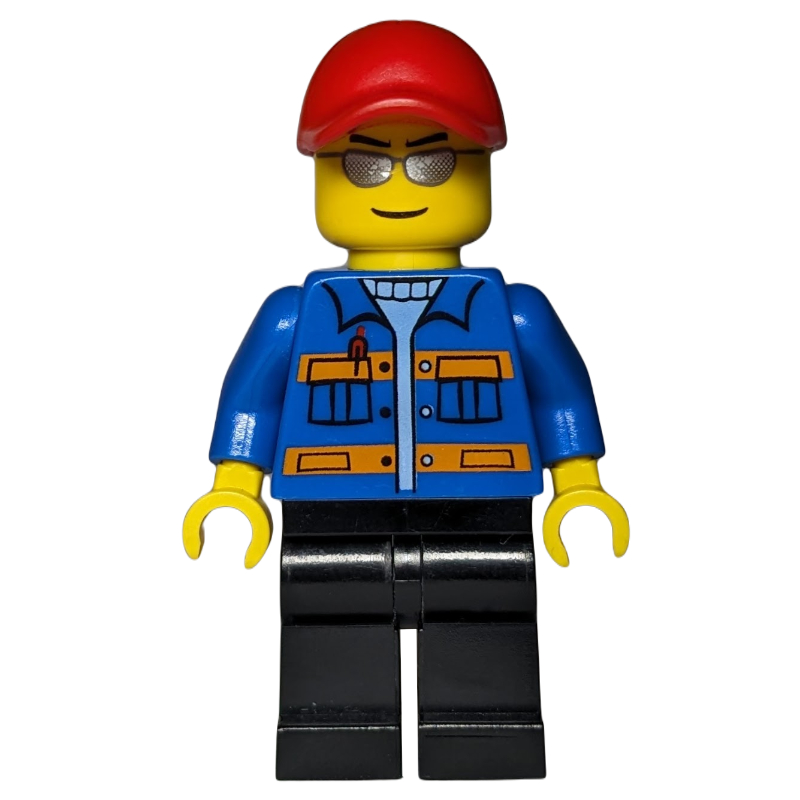 Lego Blue Torso, Black Legs, Red Cap, Sunglasses