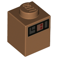 Lego Brick 1 x 1 with Name Tag, Control Panel print / Medium Nougat