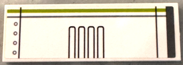 Lego Tile 2 x 6 with Armor Plates, Rivets, Lines, Dark Bluish Gray and Lime Stripes Pattern Model Right Side (Sticker) - Set 75342