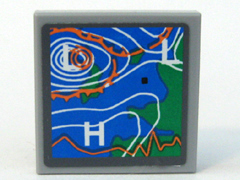 Lego Tile 2 x 2 with Weather Map Pattern (Sticker) - Set 7739