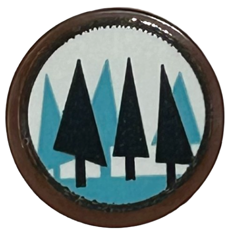 Lego Tile, Round 2 x 2 with Bottom Stud Holder with Black and Medium Azure Trees on White Background Pattern (Sticker) - Set 43217