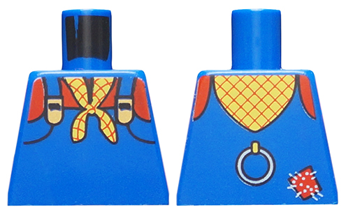 Lego Torso Western Outfit Overalls with Checkered Bandana Pattern (Stinky Pete) / Blue