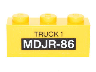 Lego Brick 1 x 3 with 'TRUCK 1' and 'MDJR-86' Pattern (Sticker) - Set 76051
