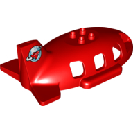 Lego Duplo Airplane Midsize Fuselage Upper with Tail with Airplane Circling Globe / Red