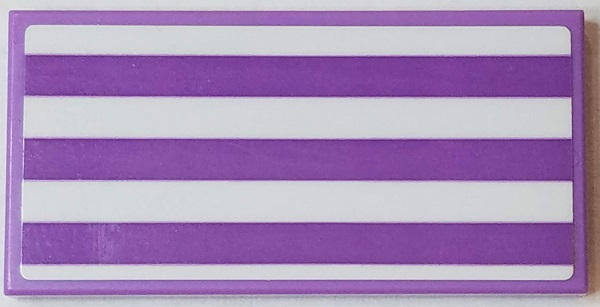 Lego Tile 2 x 4 with Medium Lavender and White Stripes Pattern (Sticker) - Set 41430