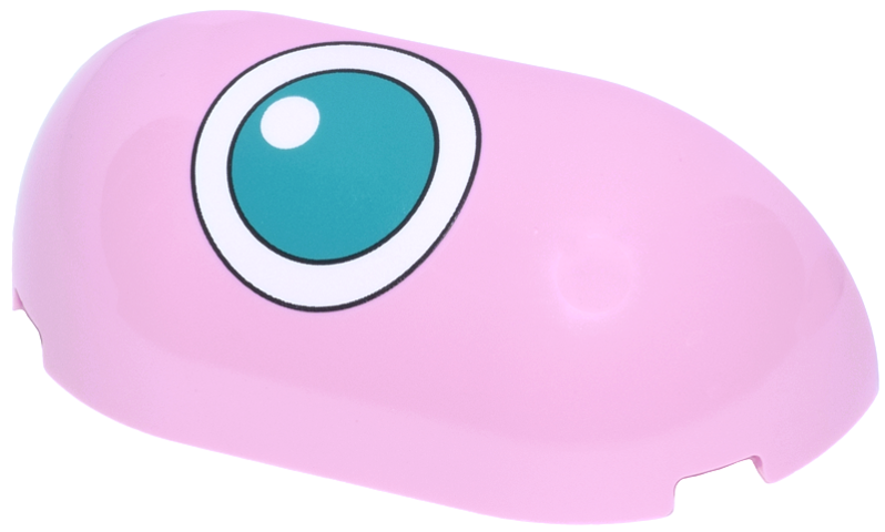 Lego Brick, Round Corner 2 x 6 x 1 2/3 Double without Studs with Dark Turquoise Eye with White Rim and Glint Pattern Model Right Side (Pokémon Jigglypuff)