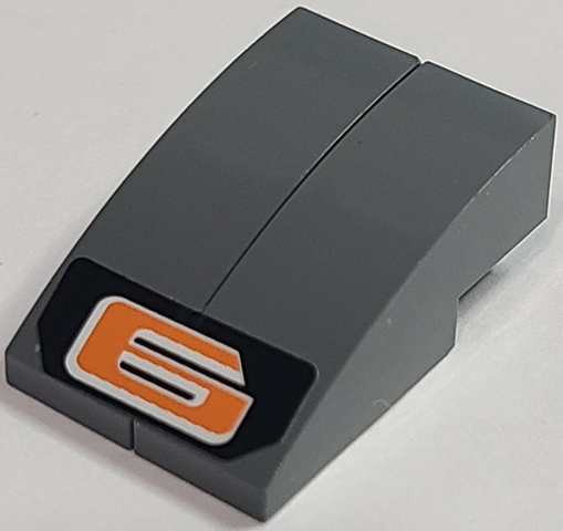 Lego Stickered Assembly 3 x 2 x 1 with Orange '6' on Black Background Pattern (Sticker) - Set 8661