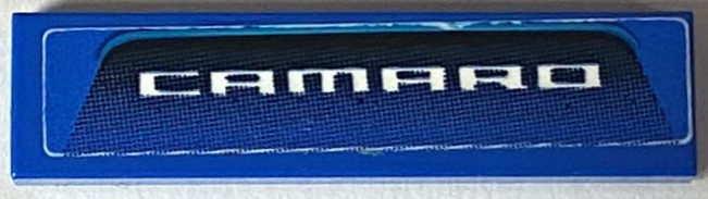 Lego Tile 1 x 4 with White 'CAMARO' Pattern (Sticker) - Set 75891 / Blue