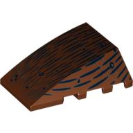 Lego Brick Wedged, Curved 4 x 4 No Top Studs with Black Lines Print (Spider Abdomen) / Reddish Brown