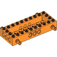 Lego Vehicle Base 4 x 10 x 1 1/3 with 8 x 2 Recessed Center [4 Pins / Technic Holes] / Orange