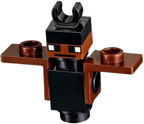 Lego Minecraft Bat (Plate, Round 1 x 1 with Open Stud, Thick Dark Brown Neck Bracket) - Brick Built