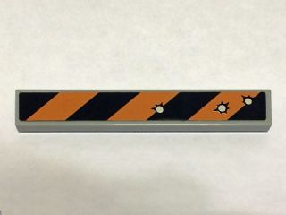 Lego Tile 1 x 6 with Black and Orange Danger Stripes and 3 Bullet Holes Pattern (Sticker) - Set 6864
