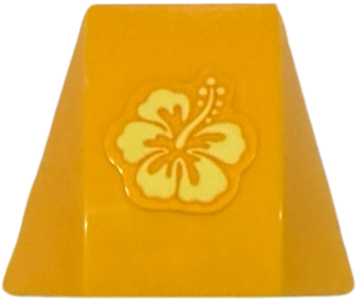 Lego Wedge 4 x 3 Triple Curved No Studs with Bright Light Yellow Hibiscus Flower Pattern Model Left Side (Sticker) - Set 43249