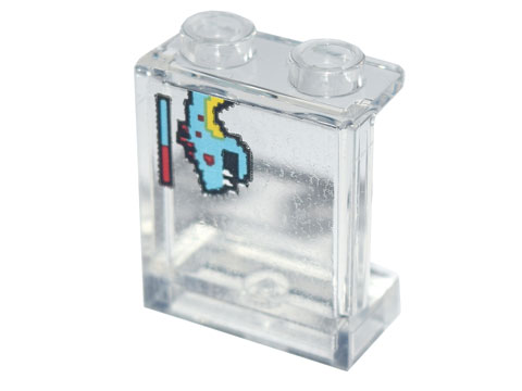 Lego Panel 1 x 2 x 2 with Side Supports - Hollow Studs with Medium Azure Video Game Dragon and Health Bar Pattern (Sticker) - Set 71741
