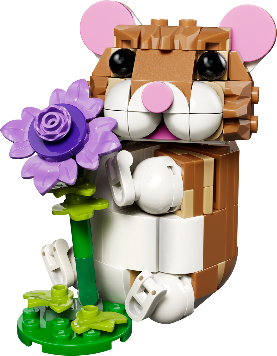 Lego Cute Hamster with a Flower