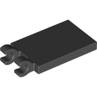 Lego Tile Special 2 x 3 with 2 Clips without Tab between Clips / Black