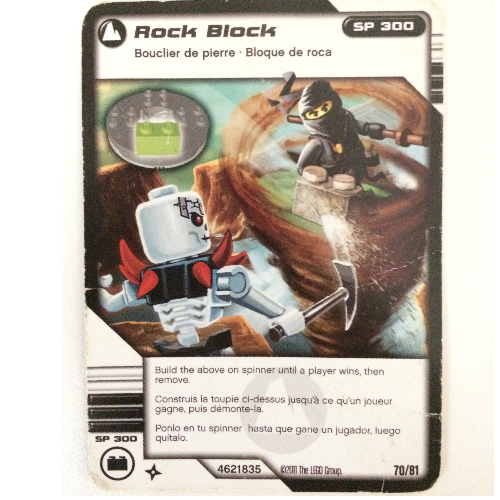 Lego Trading Card, Ninjago Deck #1: 70 - Rock Block - North American Version / [No Color/Any Color]