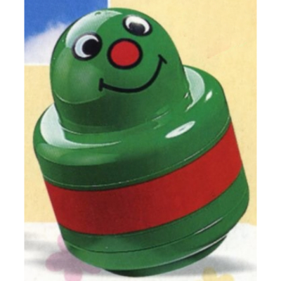 Lego Primo Brick 1 x 1 with Round Rattle, Face and Red Stripe Print