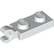 Lego Plate Special 1 x 2 with Clip Horizontal on End / White