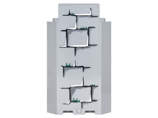 Lego Panel 3 x 3 x 6 Corner Wall without Bottom Indentations with Bricks with Dark Green Moss Pointing Up Pattern 2 (Sticker) - Set 4738 / Light Bluish Gray