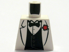 Lego Torso Indiana Jones Jacket Formal with Bow Tie and Red Flower Pattern / White