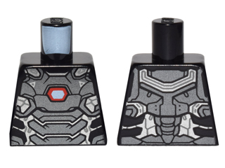 Lego Torso Pearl Dark Gray and Silver Armor Plates with White and Red Reactor Pattern / Black