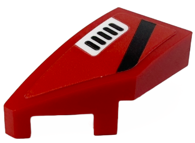 Lego Wedge 2 x 1 x 2/3 Left with Black Stripe and White Air Vent Pattern (Sticker) - Set 76916 / Red