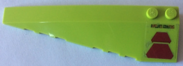 Lego Wedge 10 x 3 Left with Dark Red Trapezoids and Alien Characters Pattern (Sticker) - Set 70703 / Lime