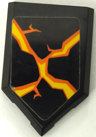 Lego Tile, Modified 2 x 3 Pentagonal with Cracked Rock with Orange and Yellow Lava Pattern (Sticker) - Set 70325