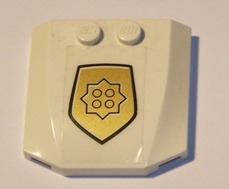 Lego Wedge 4 x 4 x 2/3 Triple Curved with World City Gold Police Badge on Transparent Background Pattern (Sticker) - Set 4854 / White