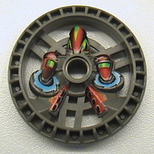 Lego Technic Disc 5 x 5 Notched, Twin Saw Print / Dark Gray