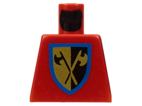 Lego Torso Castle Crusaders Crossed Axe Shield Pattern / Red