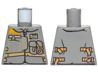 Lego Torso SW Jacket with Dark Tan Belts and Pockets Pattern (Rebel Trooper) / Dark Bluish Gray
