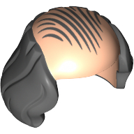 Lego Hair, Bald Top, Long Grey Sides, Combover Print / Light Nougat