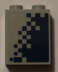Lego Brick 1 x 2 x 2 with Inside Stud Holder with Dark Blue Pixelated Gradient Pattern Model Left Side (Sticker) - Set 60197 / Light Bluish Gray