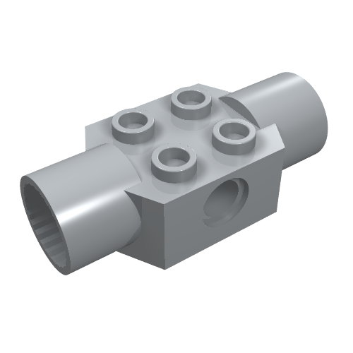 Lego Technic Brick Special 2 x 2 with Pin Hole, with 2 Rotation Joint Sockets / Light Bluish Gray