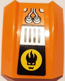 Lego Slope, Curved 2 x 2 Lip with Black and Yellow Agents Dr. Inferno Logo and Silver Grille and Wires Pattern (Sticker) -  Set 8970