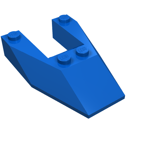 Lego Brick Wedged, Sloped 6 x 4 Cutout, No Stud Notches / Blue