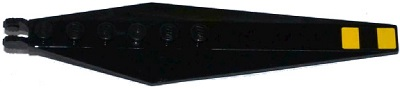 Lego Hinge Plate 3 x 12 with Angled Side Extensions and Tapered Ends with 2 Yellow Stripes Pattern (Sticker) - Sets 60093 / 60173 / Black
