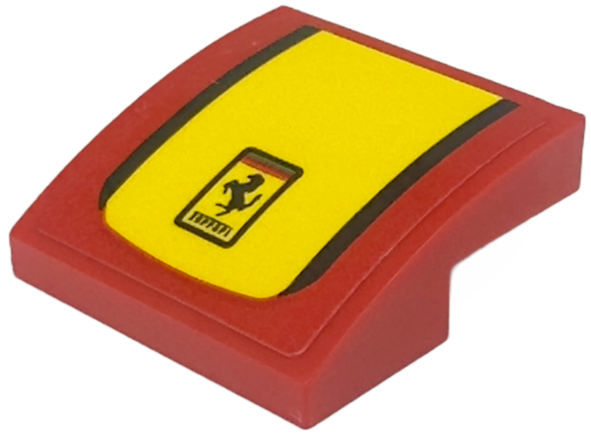 Lego Slope, Curved 2 x 2 x 2/3 with Ferrari Logo and Black and Yellow Stripes Pattern (Sticker) - Set 76914