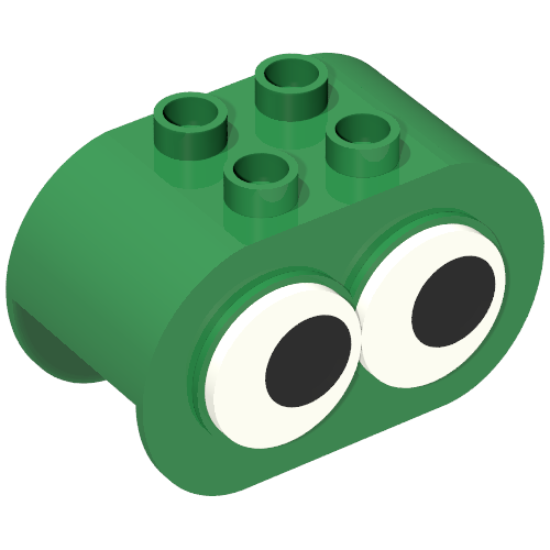 Lego Duplo Brick 2 x 4 x 2 Rounded Ends, with Two Rotating Eyes / Green