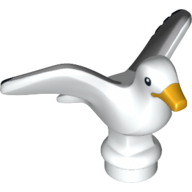 Lego Animal, Bird, Seagull with Yellow Beak and Dark and Light Gray Wings Print / White