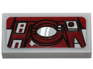 Lego Tile 1 x 2 with Dark Red Console with Screen and Control Buttons Pattern (Sticker) - Set 75099