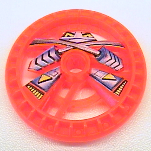 Lego Technic Disc 5 x 5 Notched, Ninja Print / Trans-Neon Orange