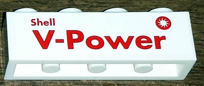 Lego Brick 1 x 4 with Red 'Shell V-Power' Pattern (Sticker) - Set 30196
