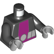 Lego Torso Jumpsuit, Purple Vertical Stripe and Light Bluish Gray Belt Print (Beast Boy), Black Arms, Light Bluish Gray Hands / Black